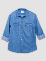 Men Shirt Denim Mid Blue Regular Fit