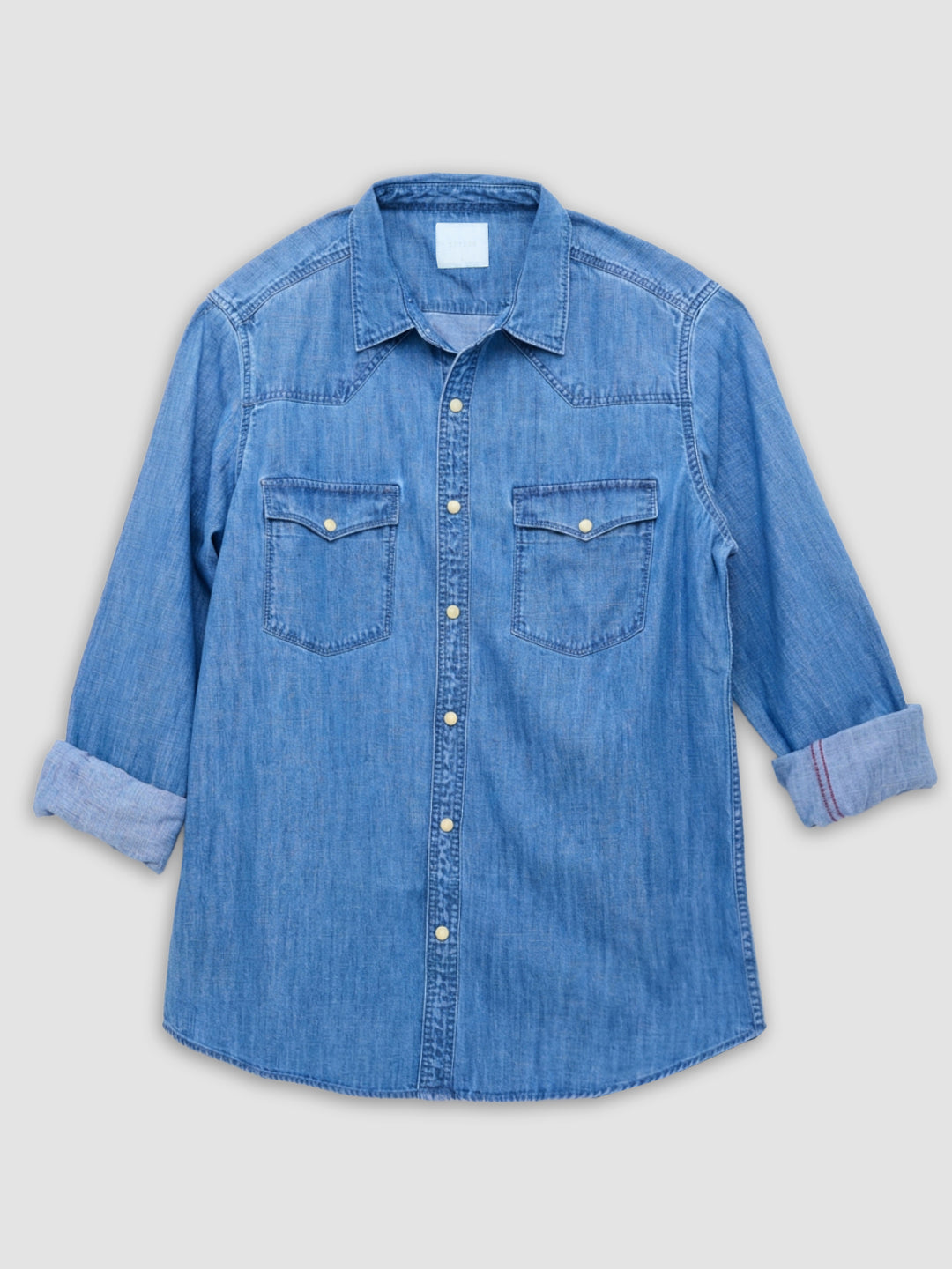 Men Shirt Denim Mid Blue Regular Fit