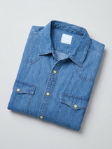 Men Shirt Denim Mid Blue Regular Fit
