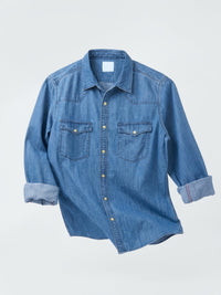 Men Shirt Denim Mid Blue Regular Fit