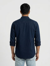 Men Shirt Denim Dark Blue Regular Fit