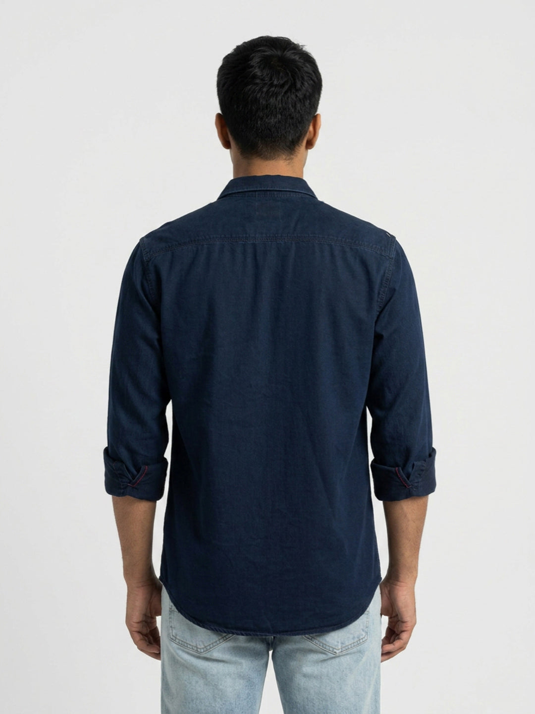 Men Shirt Denim Dark Blue Regular Fit