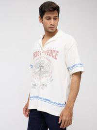 Men Shirt Solid Off White Relaxed Fit