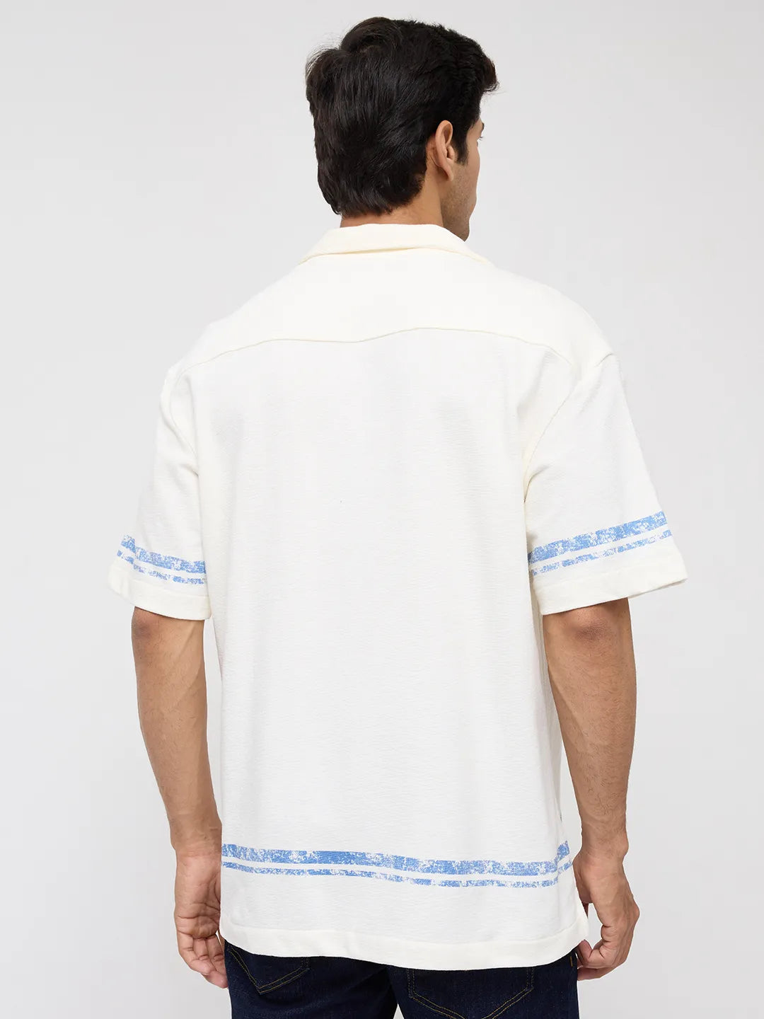 Men Shirt Solid Off White Relaxed Fit