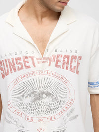 Men Shirt Solid Off White Relaxed Fit
