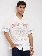 Men Shirt Solid Off White Relaxed Fit