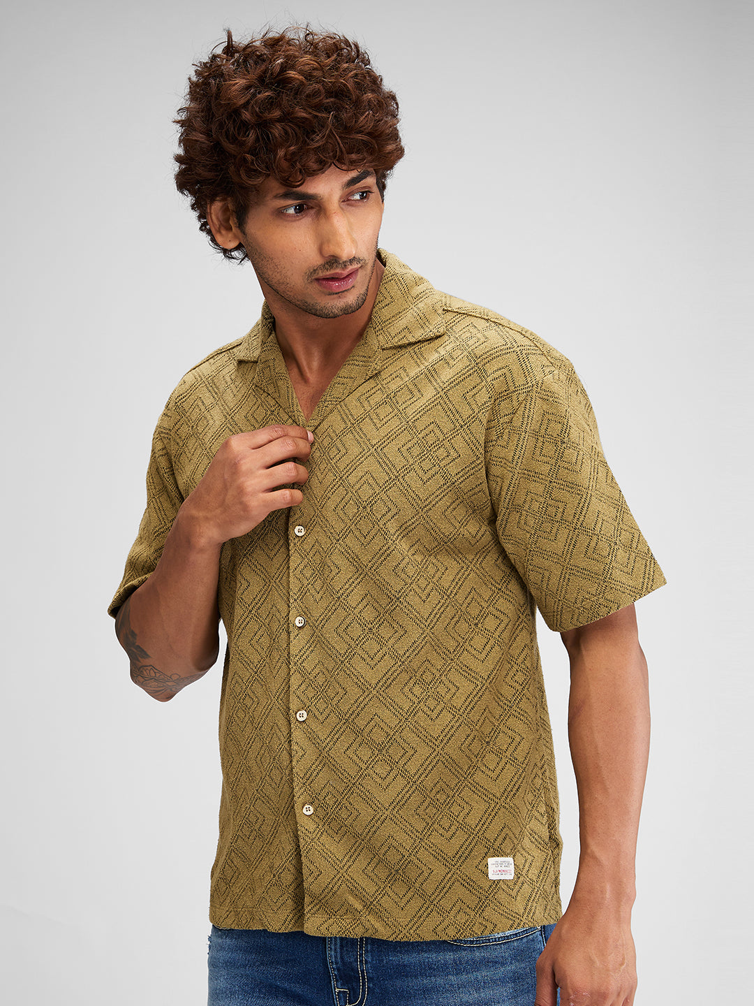 Spykar Brown Half Sleeves Cotton Relaxed Fit Solid Shirt For Men