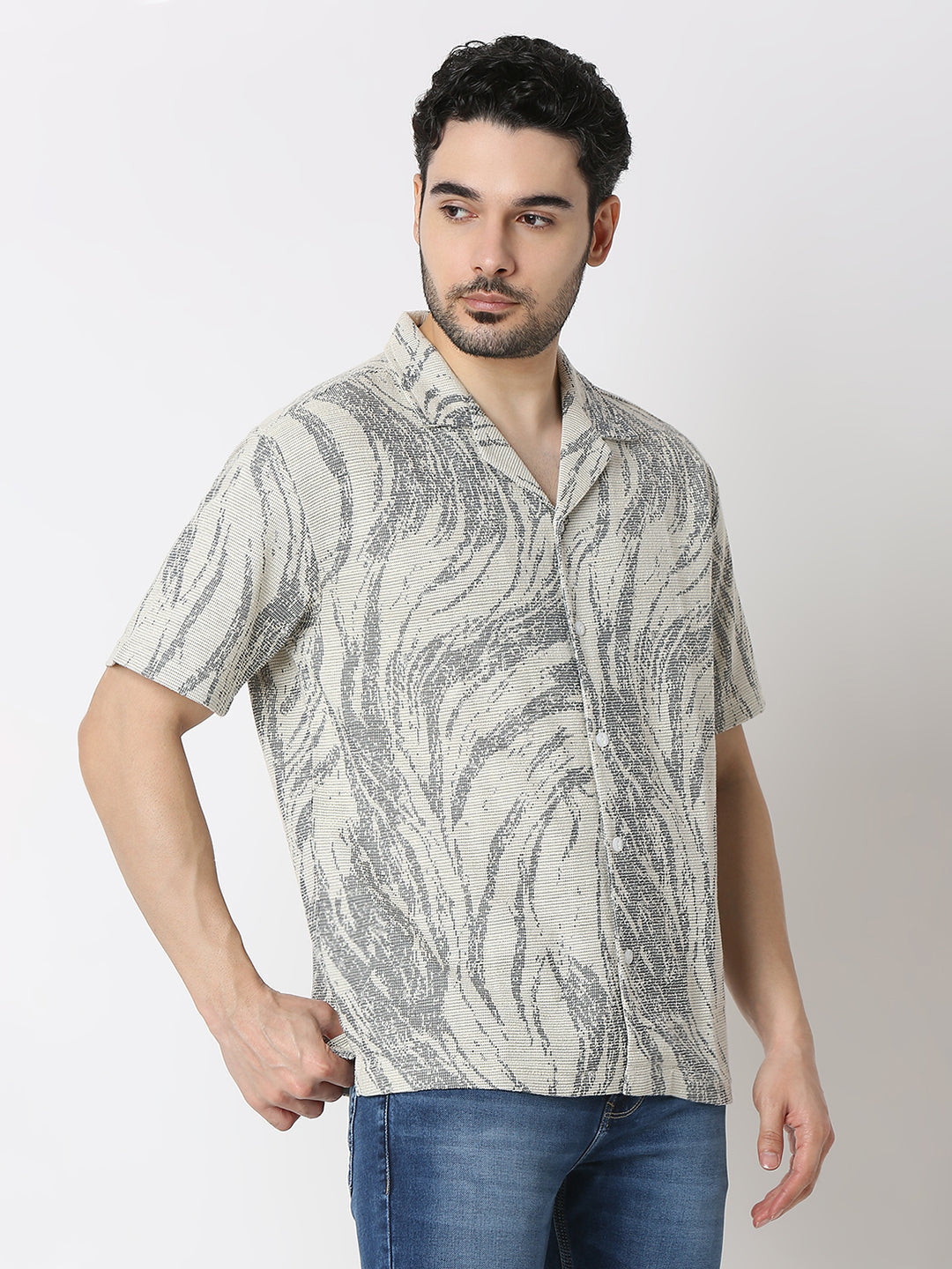 Spykar White Cotton Relaxed Fit Shirts For Men