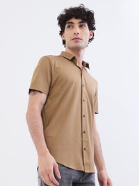 Men Shirt Beige Slim Fit