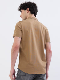 Men Shirt Beige Slim Fit