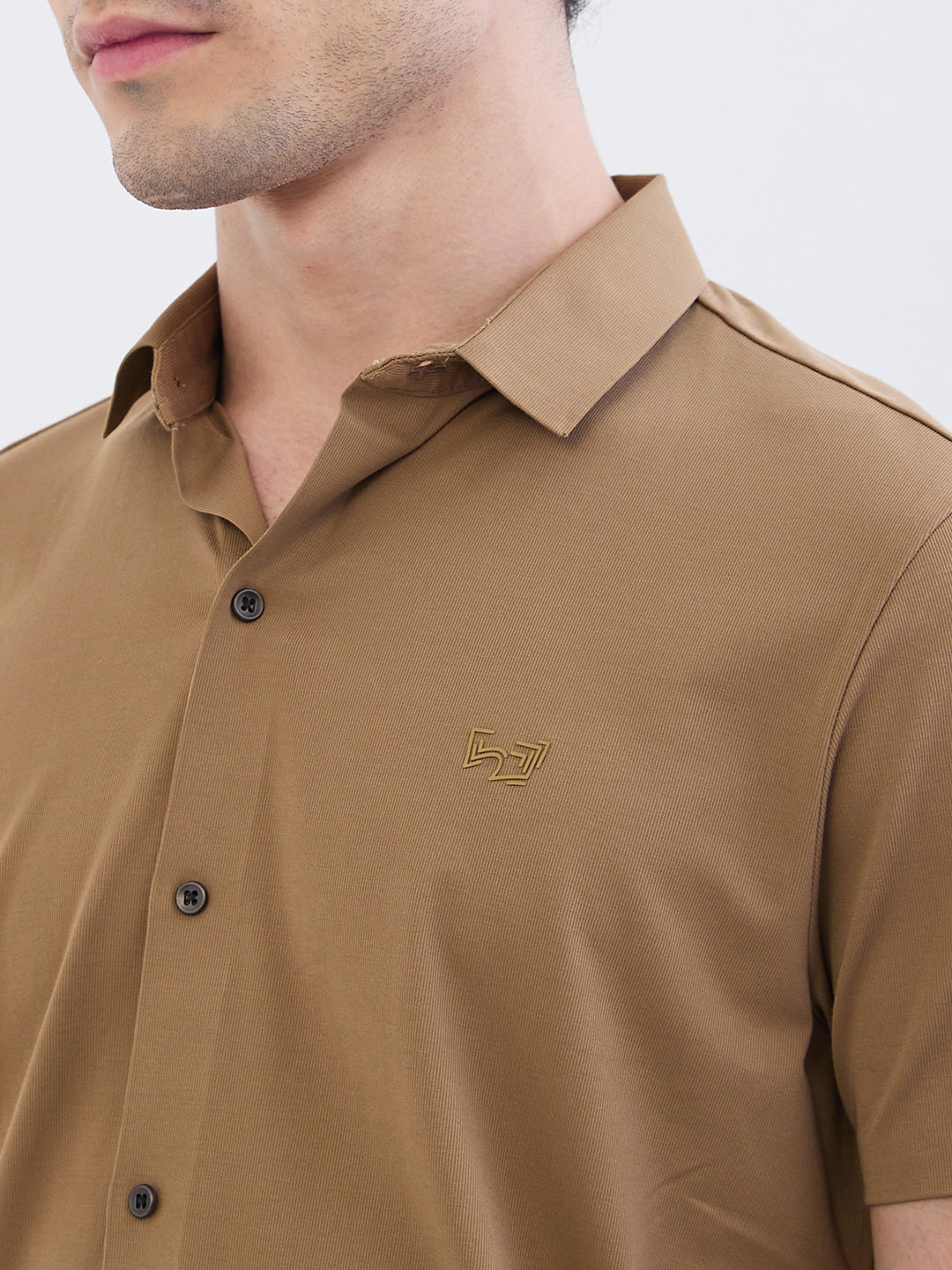 Men Shirt Beige Slim Fit