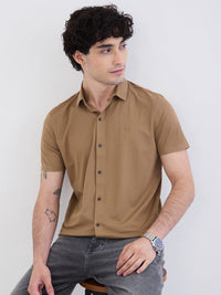 Men Shirt Beige Slim Fit