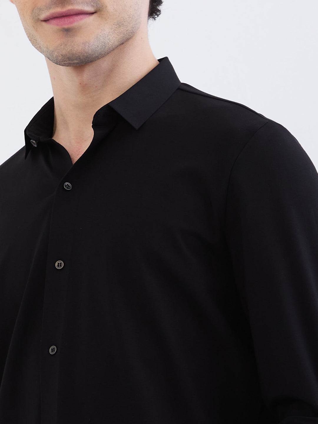 Spykar Black Slim Fit Casual Shirts For Men