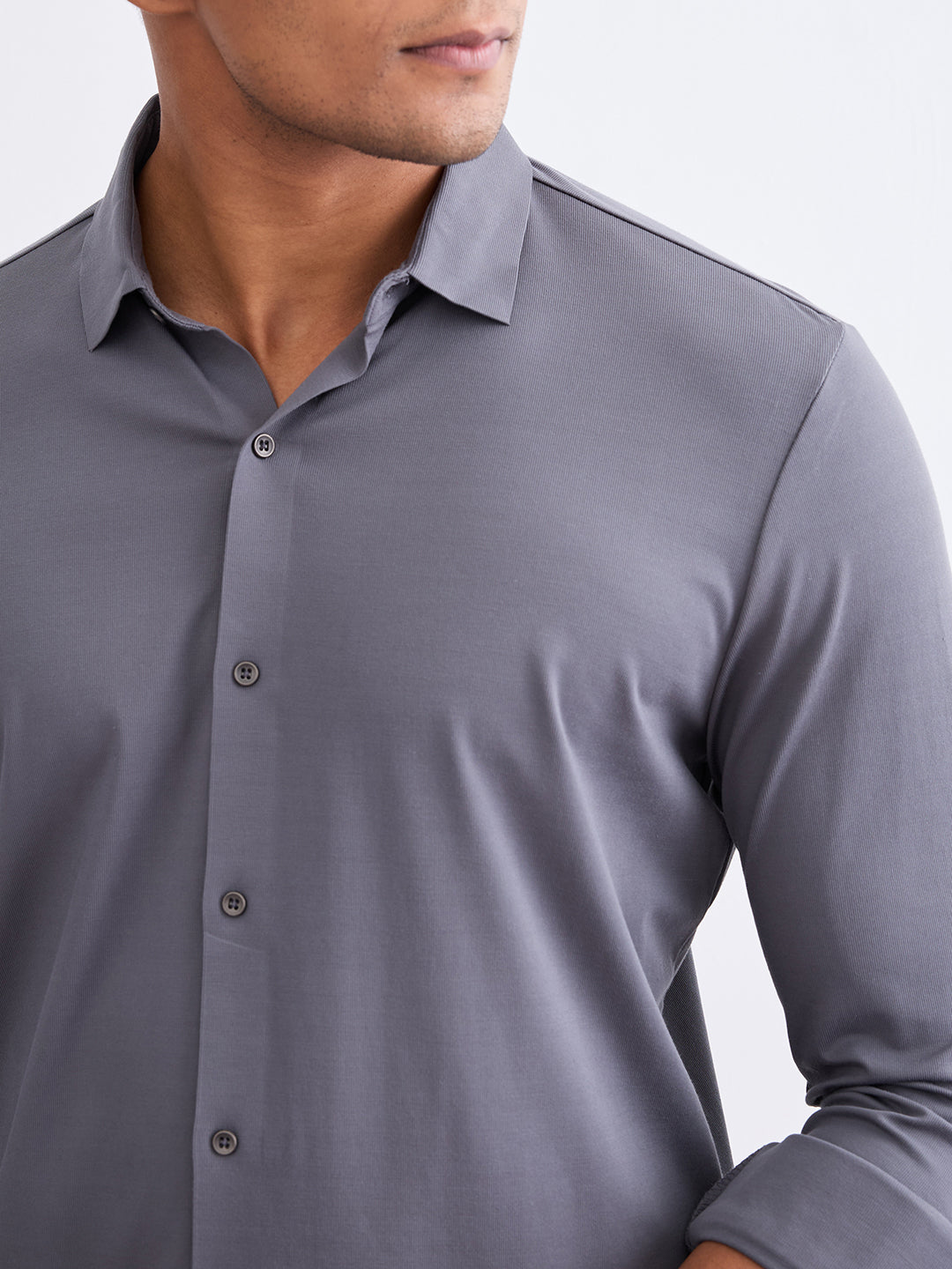 Spykar Slate Grey Slim Fit Casual Shirts For Men