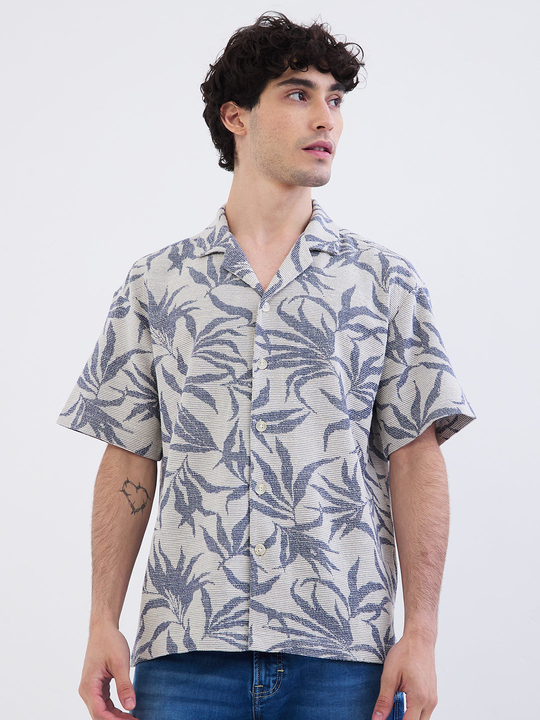 Spykar Air Force Blue Relaxed Fit Casual Shirts For Men