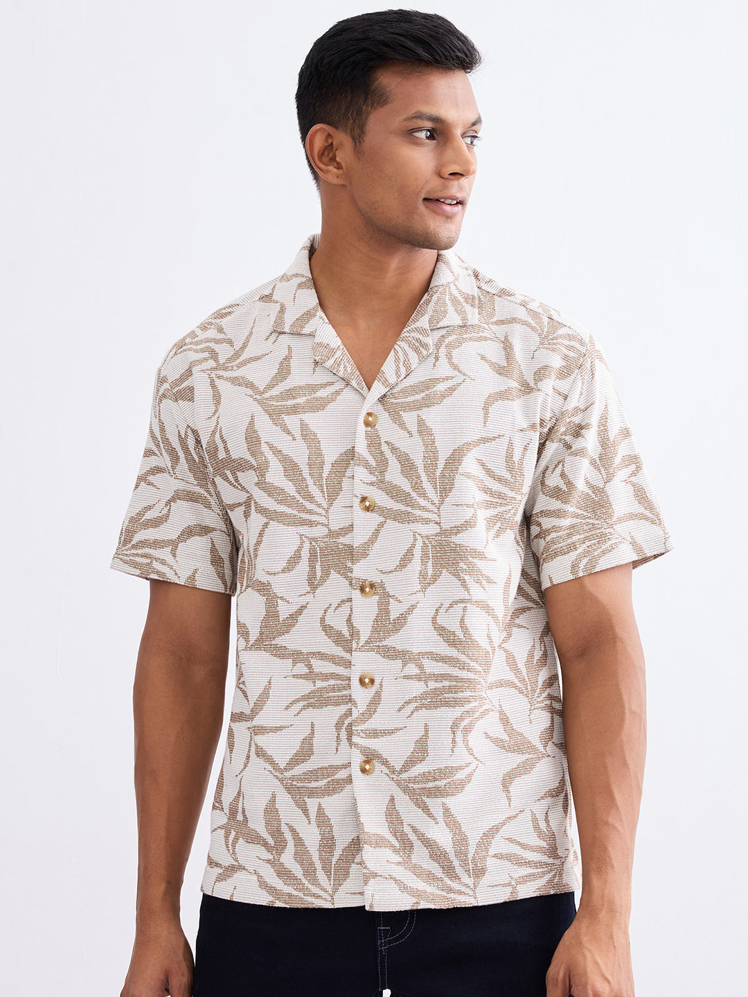 Men Shirt Beige Relaxed Fit