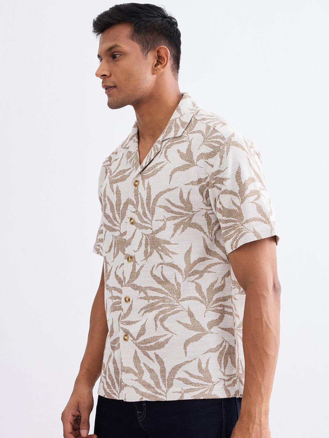 Spykar Taupe Beige Relaxed Fit Casual Shirts For Men
