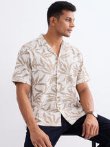 Men Shirt Beige Relaxed Fit