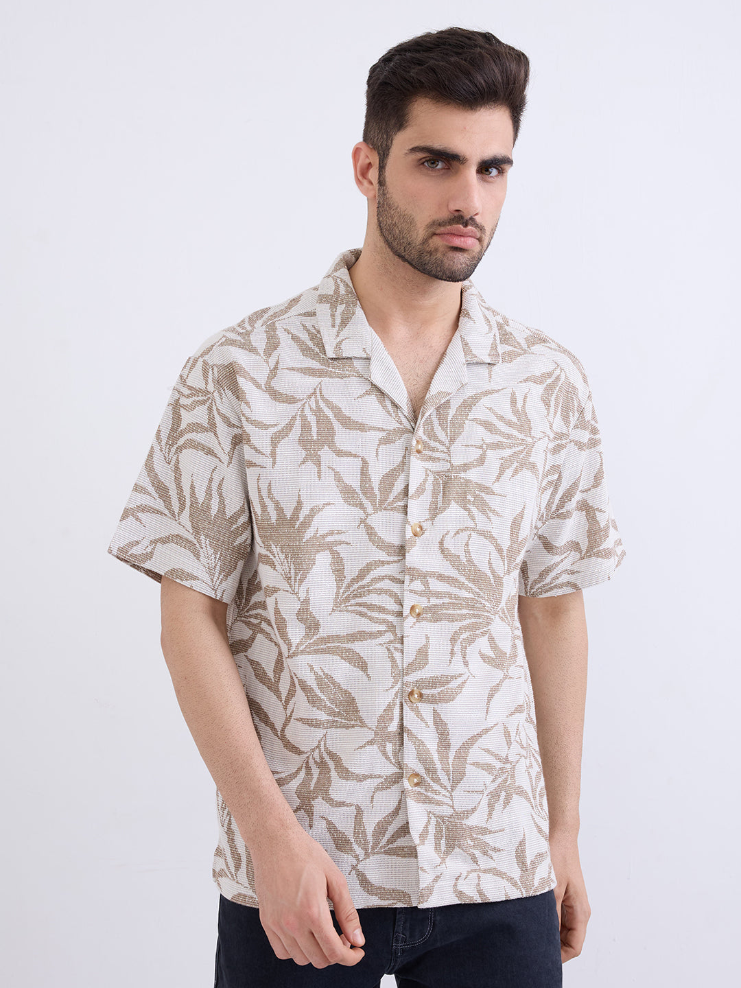 Spykar Taupe Beige Relaxed Fit Casual Shirts For Men