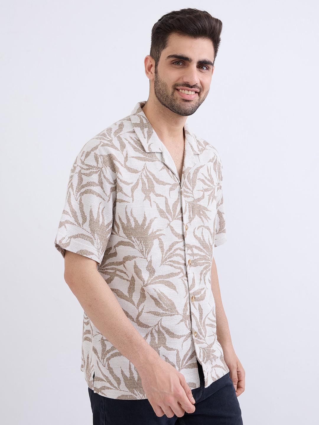 Men Shirt Beige Relaxed Fit