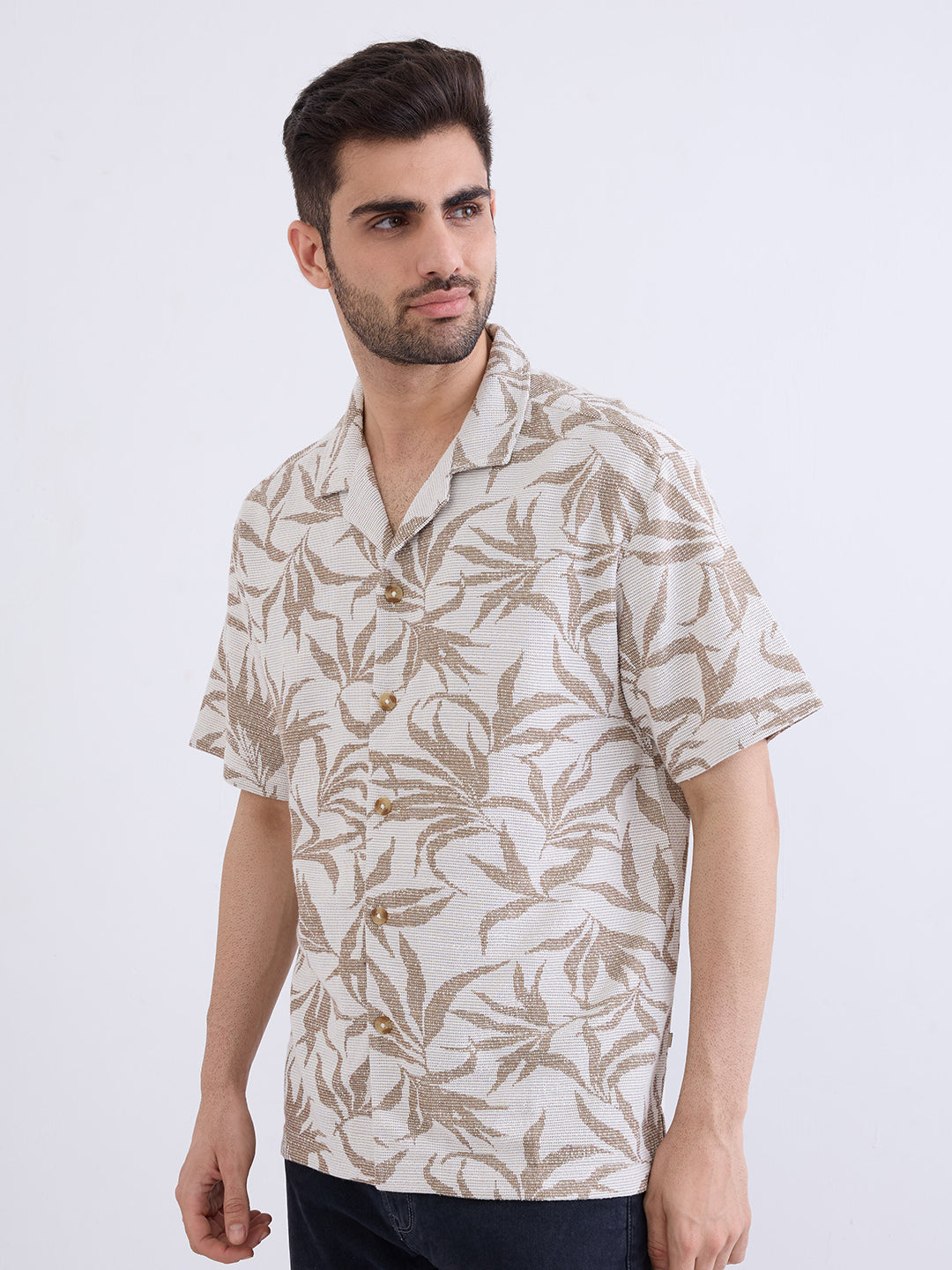 Spykar Taupe Beige Relaxed Fit Casual Shirts For Men