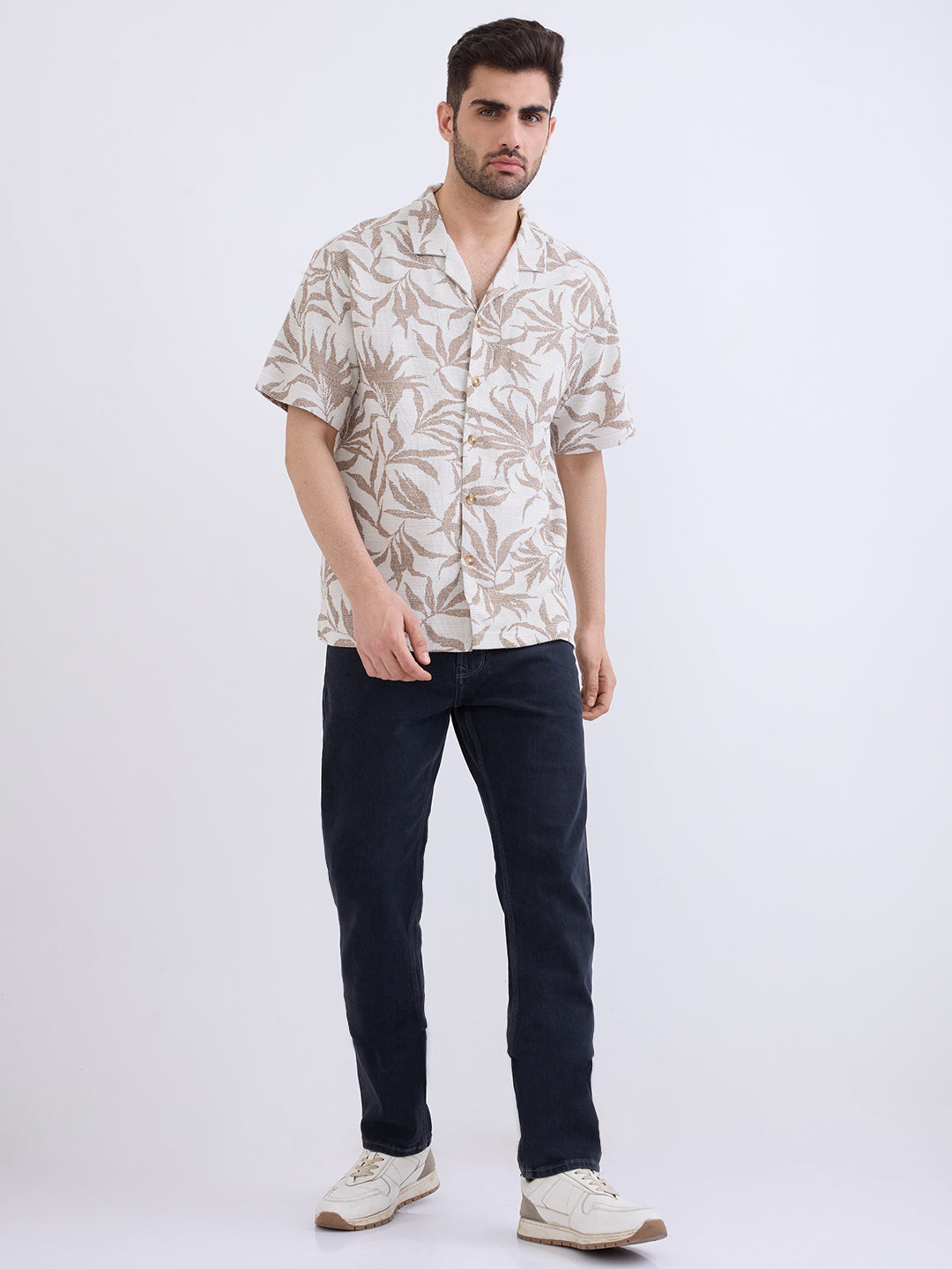 Spykar Taupe Beige Relaxed Fit Casual Shirts For Men