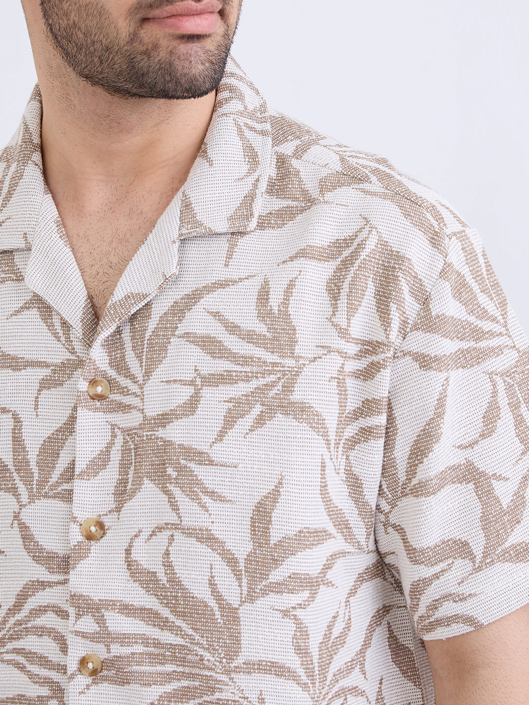 Men Shirt Beige Relaxed Fit