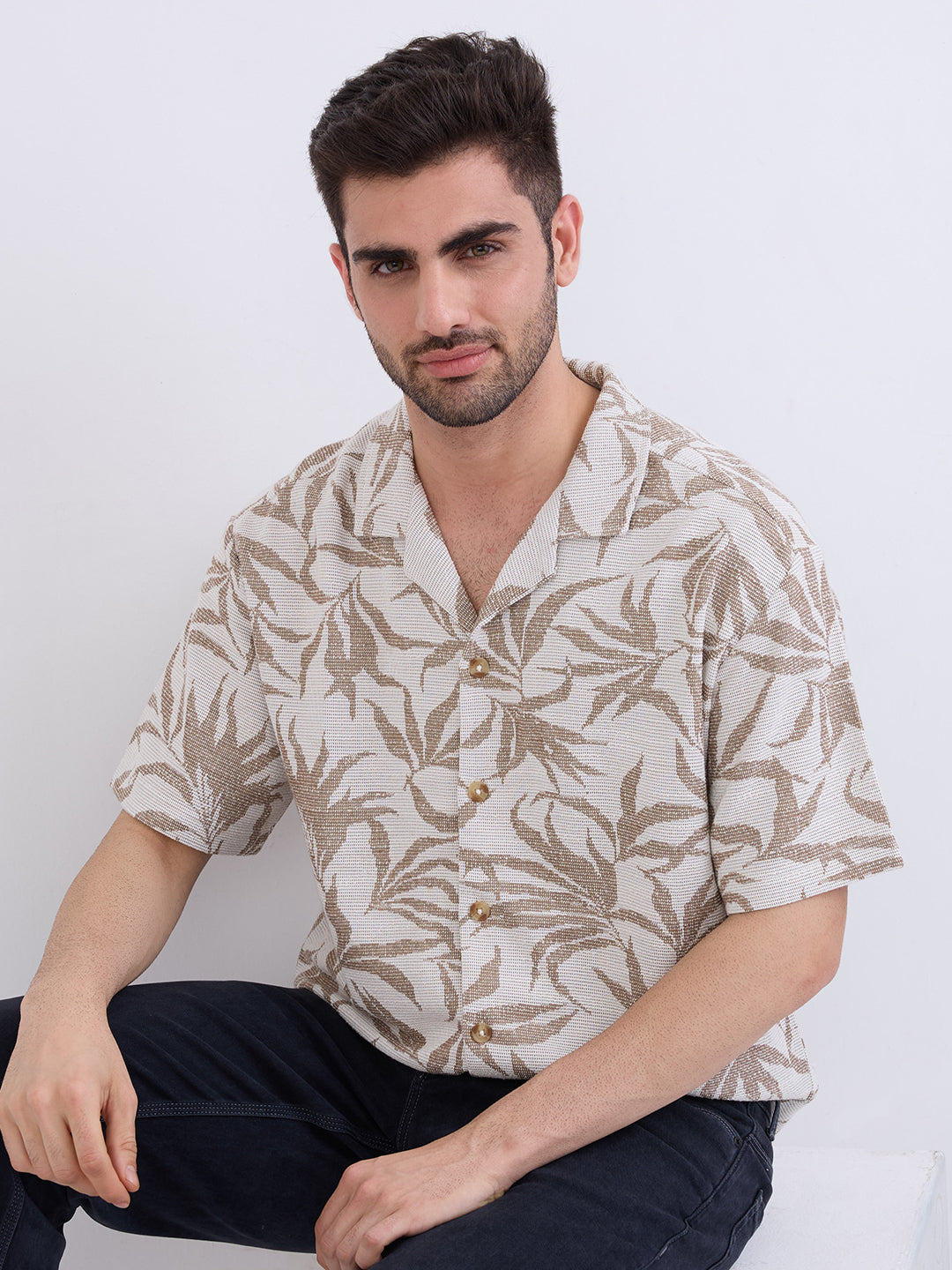 Spykar Taupe Beige Relaxed Fit Casual Shirts For Men