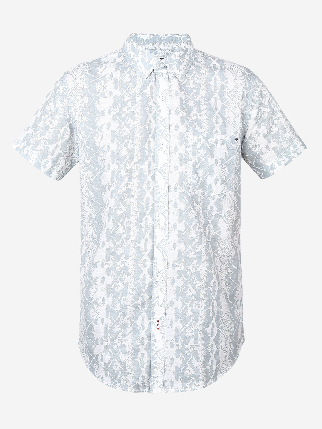 Spykar Grey Regular Fit Half Sleeves Cotton Printed Shirt For Men