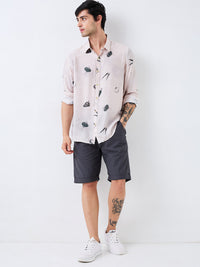 Men Shirt Print Off-White Slim Fit