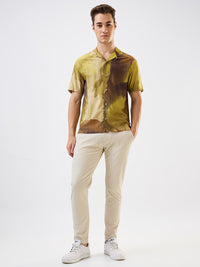 Men Shirt Print Green Relaxed Fit