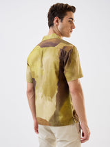 Men Shirt Print Green Relaxed Fit