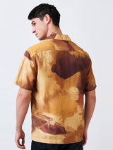 Men Shirt Print Brown Relaxed Fit