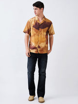 Men Shirt Print Brown Relaxed Fit