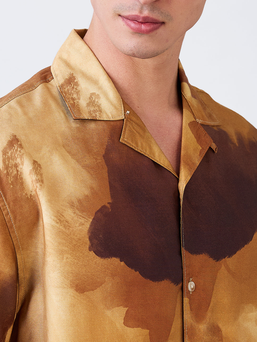 Spykar Brown Relaxed Fit Printed Half Sleeve Shirt For Men