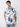 Men Shirt Print White Slim Fit