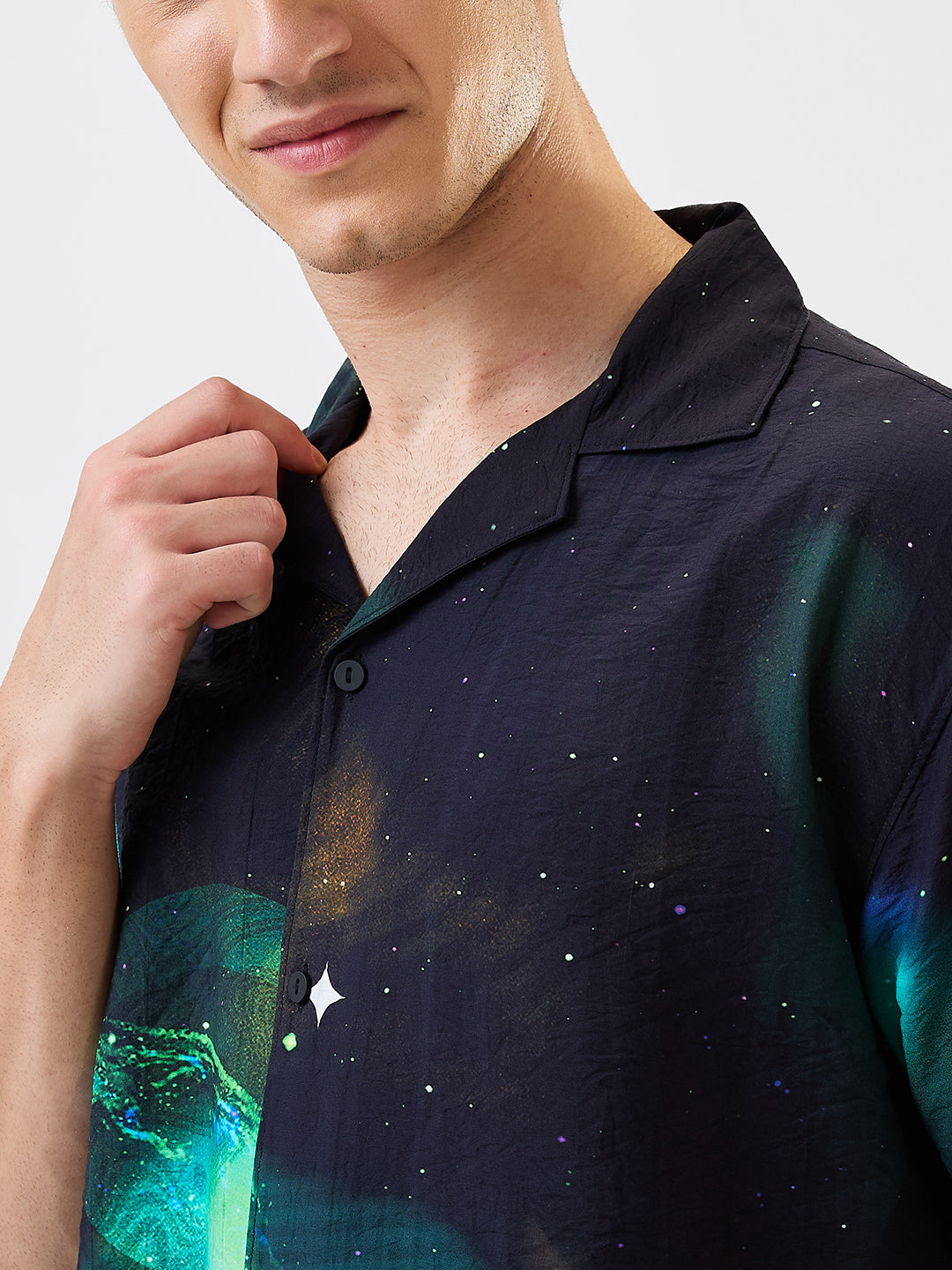 Spykar Black Relaxed Fit Printed Half Sleeve Shirt For Men