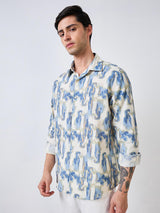 Men Blue Full Sleeves Slim Fit Printed Shirt