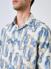 Men Blue Full Sleeves Slim Fit Printed Shirt