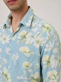 Spykar Slim Fit Blue Printed Casual Shirt For Men