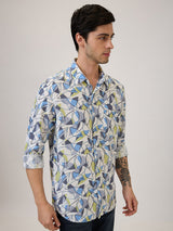 Spykar Slim Fit Grey Printed Casual Shirt For Men