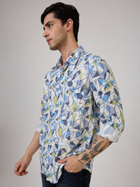 Spykar Slim Fit Grey Printed Casual Shirt For Men