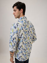 Spykar Slim Fit Grey Printed Casual Shirt For Men