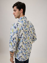 Spykar Slim Fit Grey Printed Casual Shirt For Men
