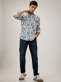 Spykar Slim Fit Grey Printed Casual Shirt For Men