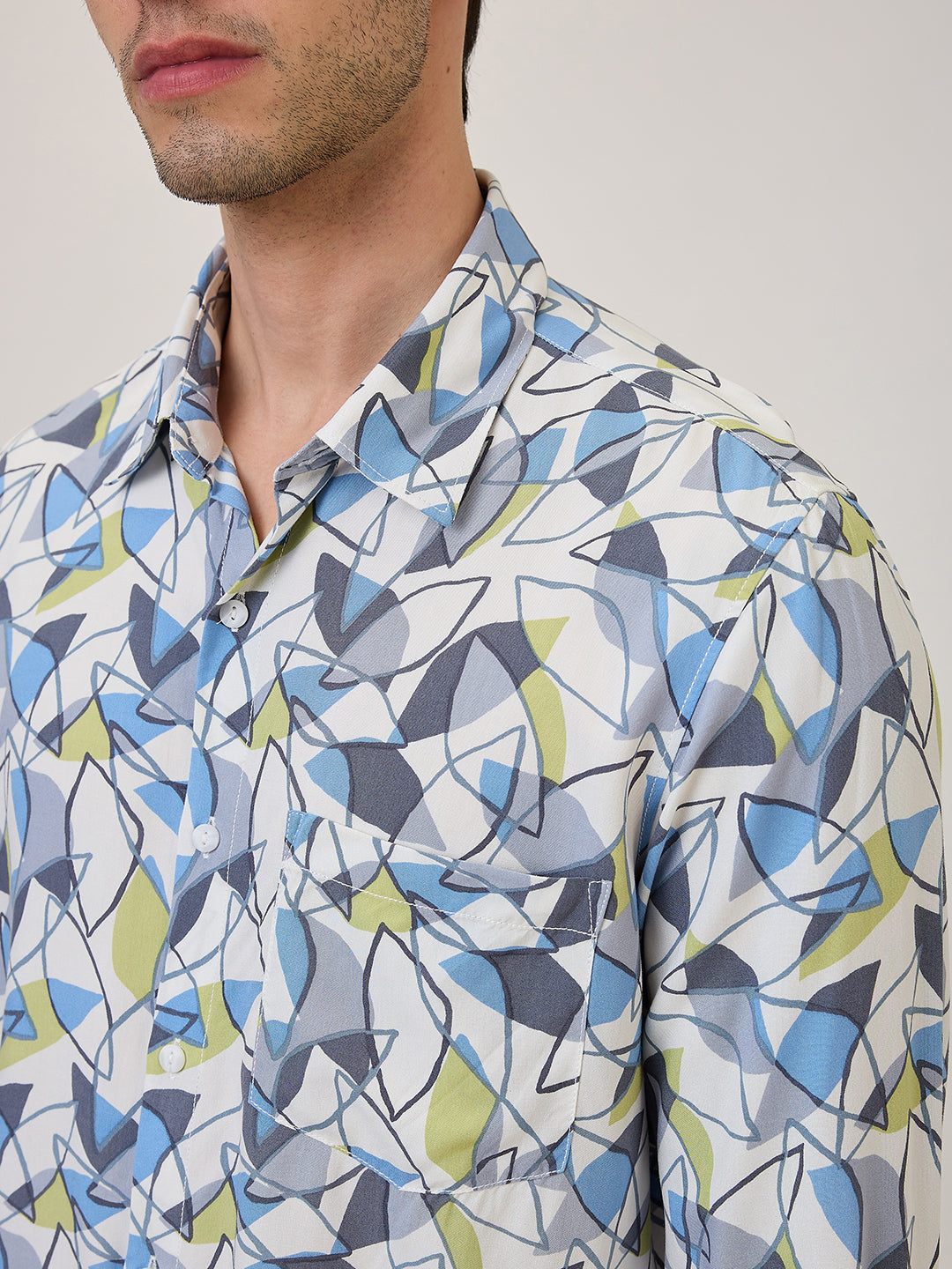 Spykar Slim Fit Grey Printed Casual Shirt For Men