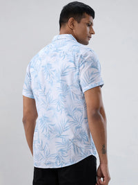 Men Shirt Print Blue Regular Fit