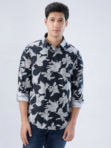 Men Shirt Print Black Regular Fit