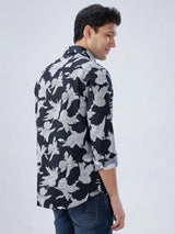 Men Shirt Print Black Regular Fit