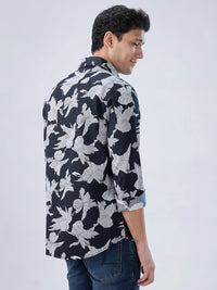 Men Shirt Print Black Regular Fit
